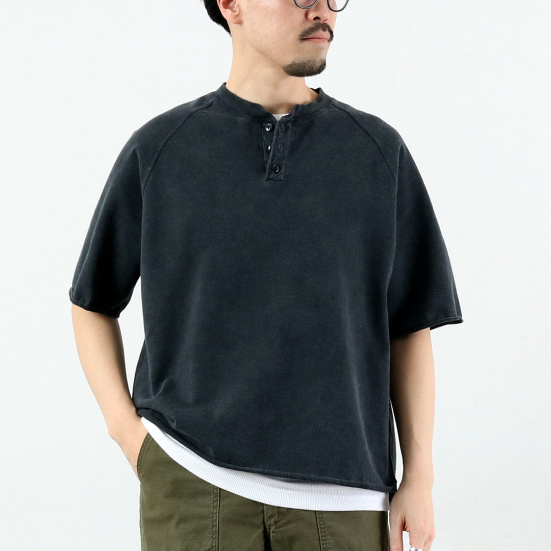REMI RELIEF / Supima French Terry Henley Neck S/S Crew Sweatshirt