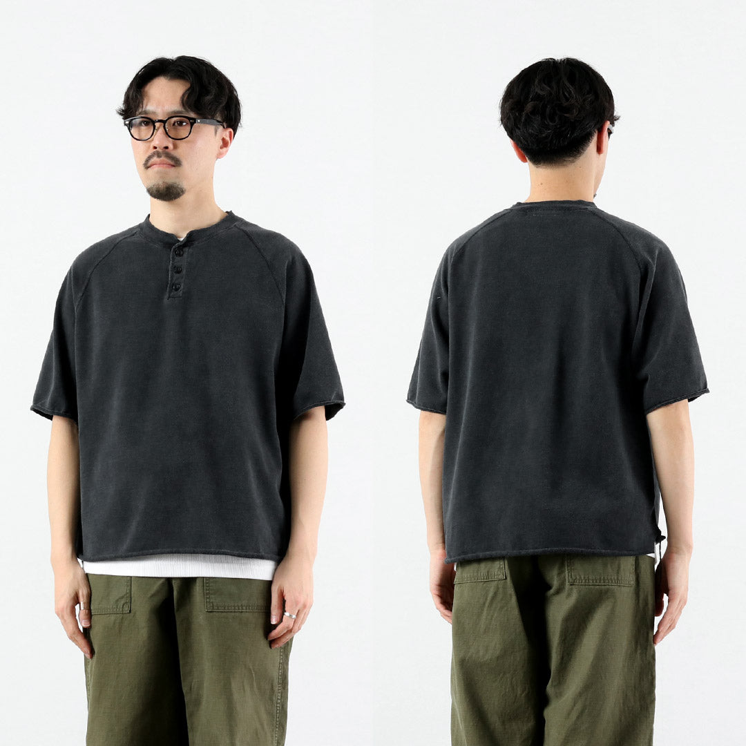 REMI RELIEF / Supima French Terry Henley Neck S/S Crew Sweatshirt