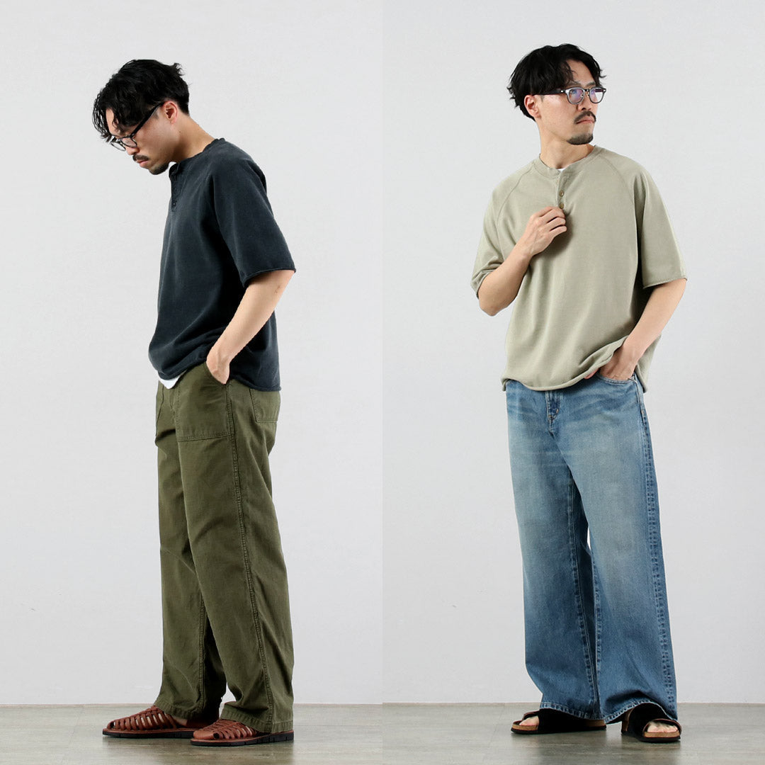 REMI RELIEF / Supima French Terry Henley Neck S/S Crew Sweatshirt