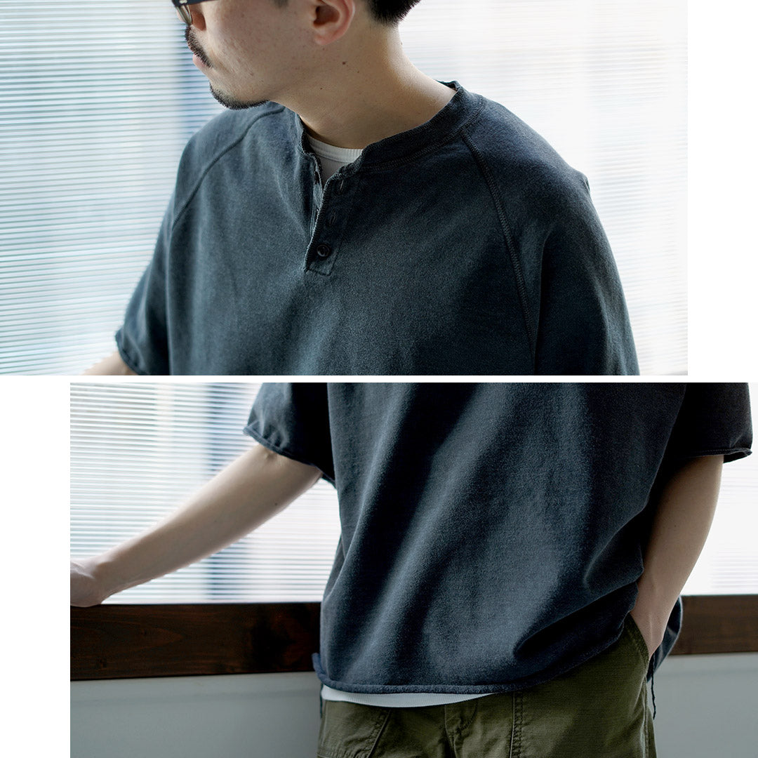 REMI RELIEF / Supima French Terry Henley Neck S/S Crew Sweatshirt