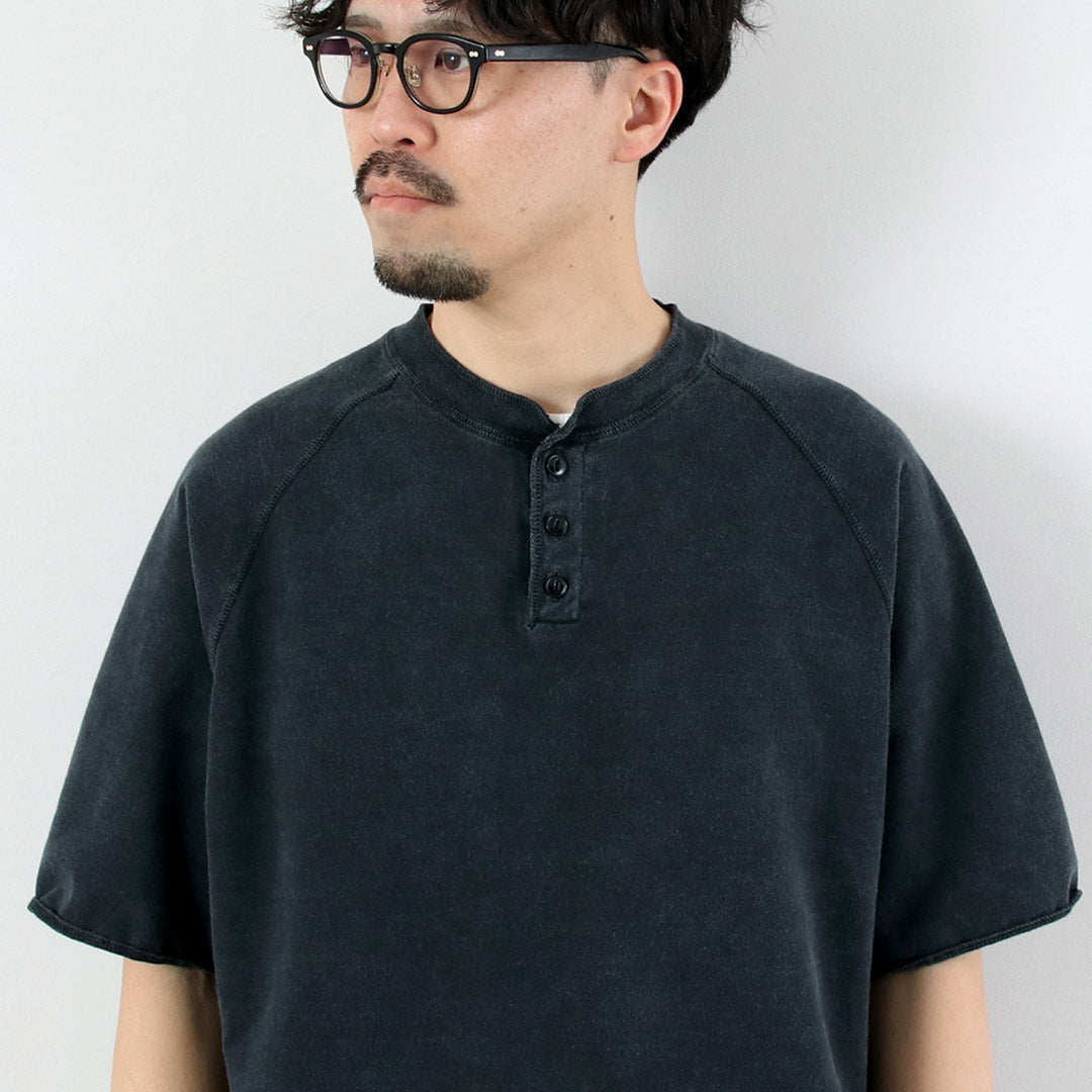 REMI RELIEF / Supima French Terry Henley Neck S/S Crew Sweatshirt