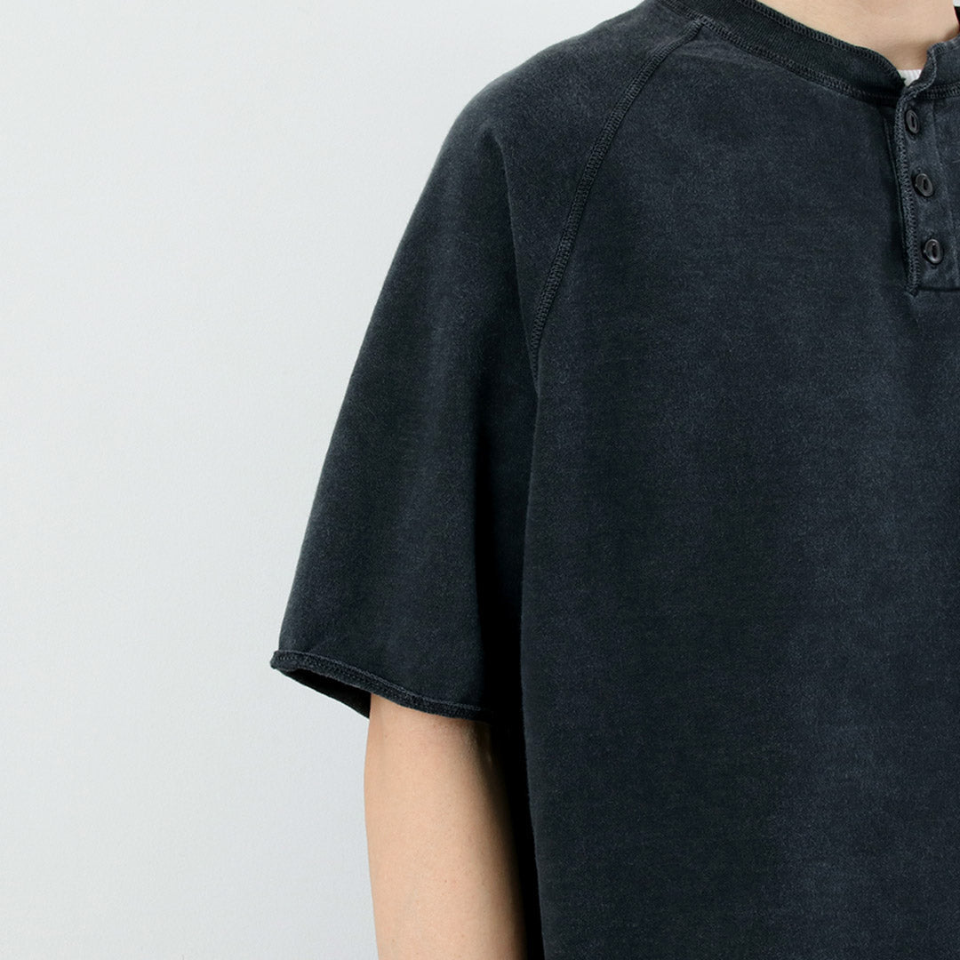 REMI RELIEF / Supima French Terry Henley Neck S/S Crew Sweatshirt