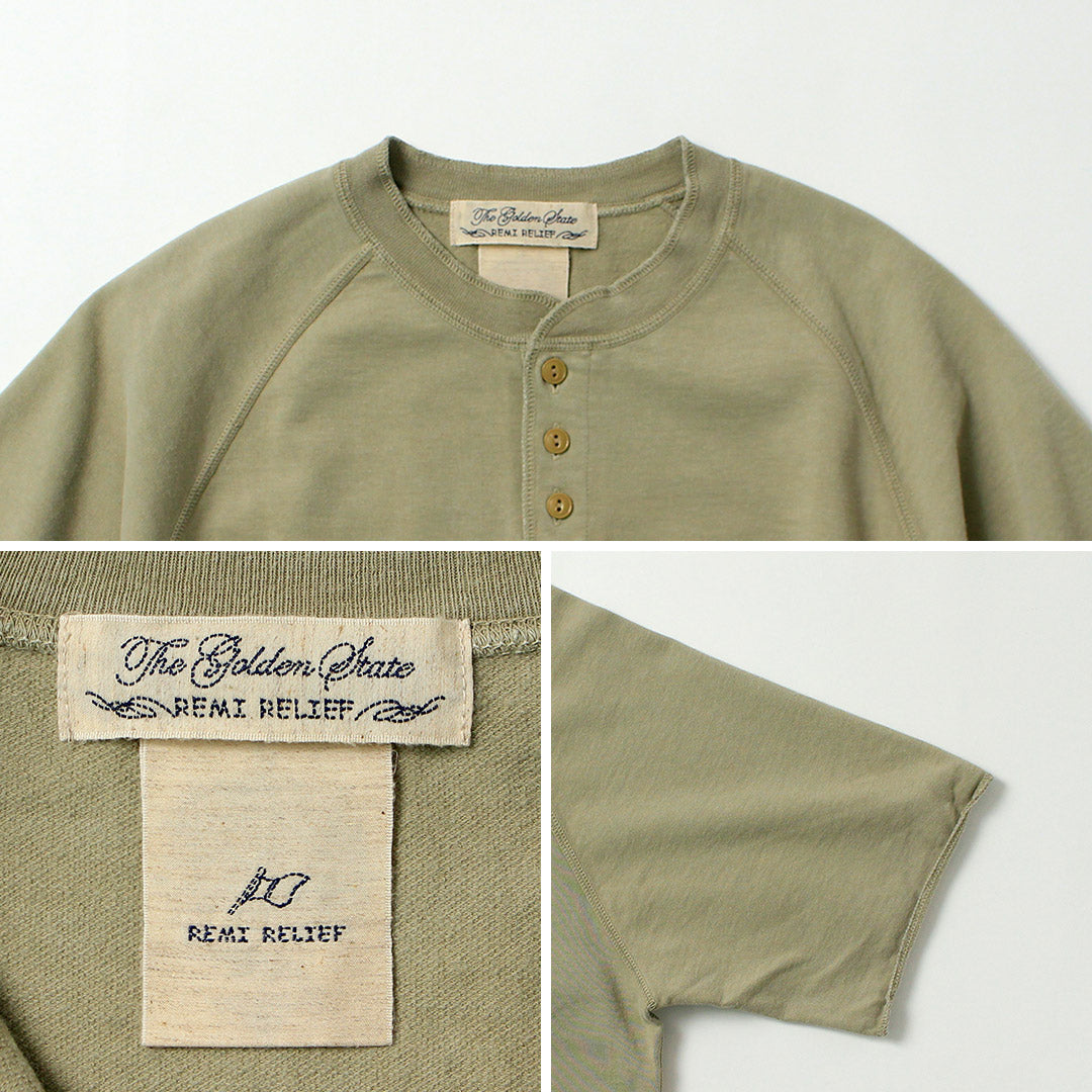 REMI RELIEF / Supima French Terry Henley Neck S/S Crew Sweatshirt