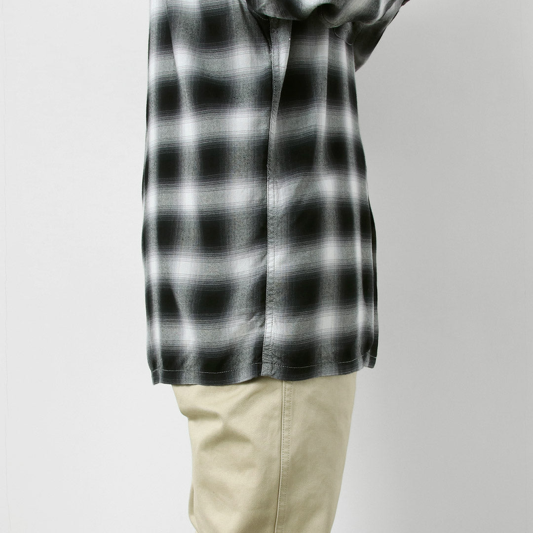 TOWNCRAFT / Chemise à col boucle à manches longues en rayonne ombrée des années 60