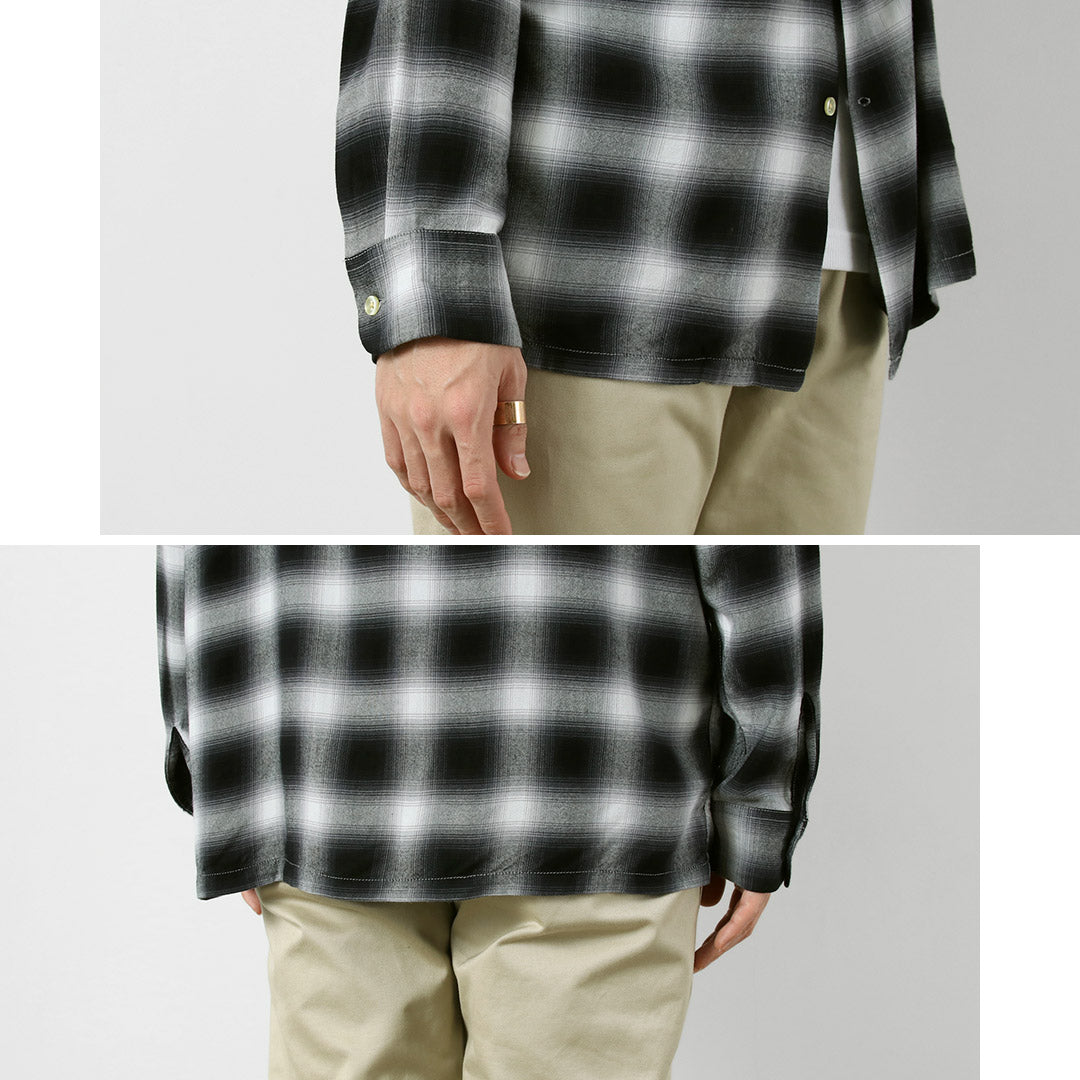 TOWNCRAFT / Chemise à col boucle à manches longues en rayonne ombrée des années 60