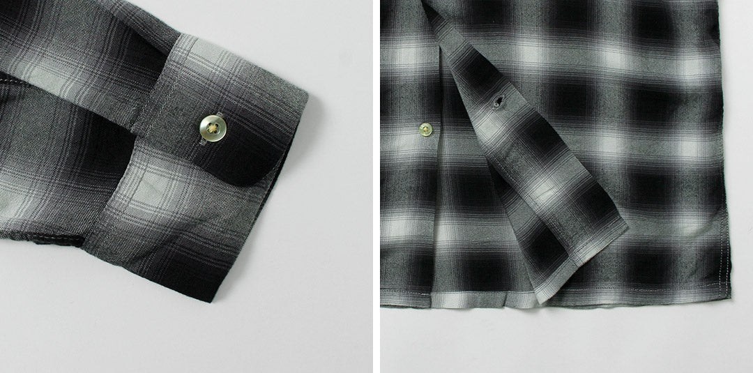 TOWNCRAFT / Chemise à col boucle à manches longues en rayonne ombrée des années 60