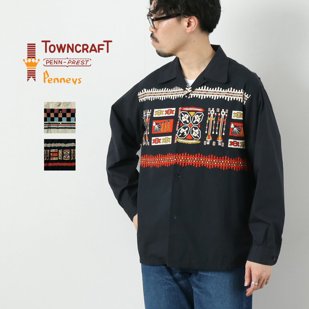 TOWNCRAFT / Printed Long Sleeve Loop Collar Shirt