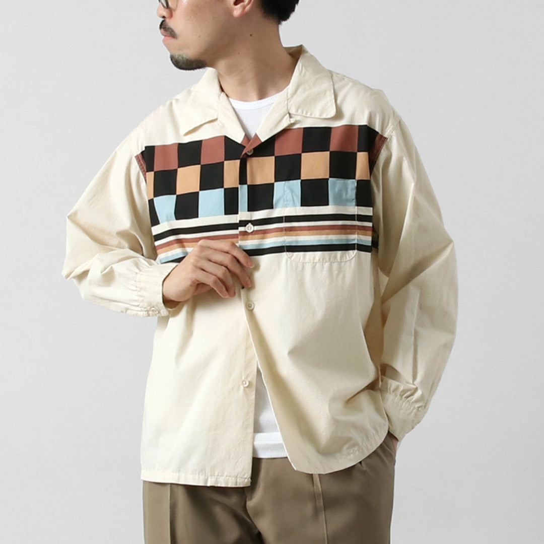 TOWNCRAFT / Printed Long Sleeve Loop Collar Shirt