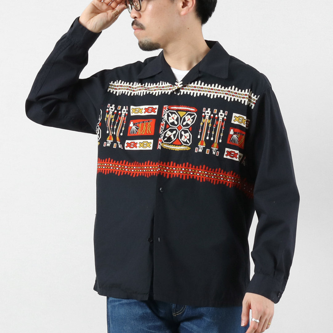 TOWNCRAFT / Printed Long Sleeve Loop Collar Shirt