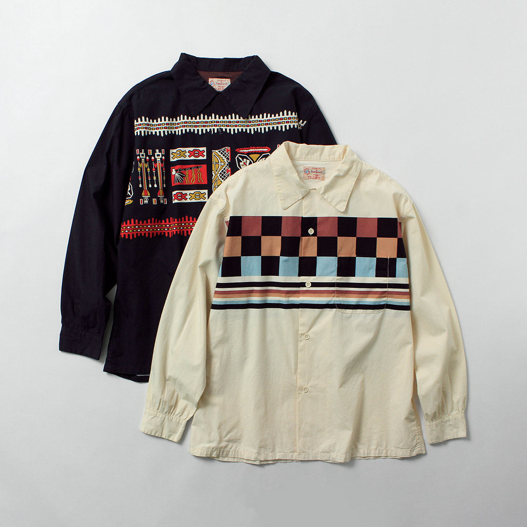 TOWNCRAFT / Printed Long Sleeve Loop Collar Shirt
