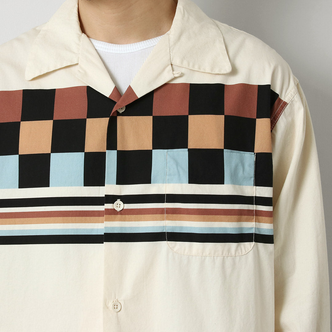 TOWNCRAFT / Printed Long Sleeve Loop Collar Shirt