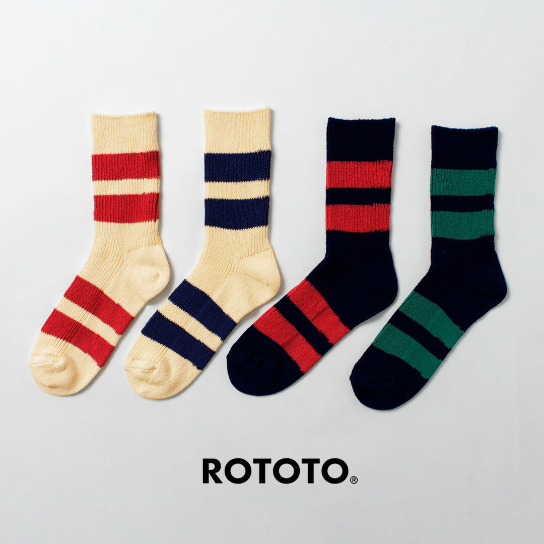 ROTOTO / 再生棉條紋襪子