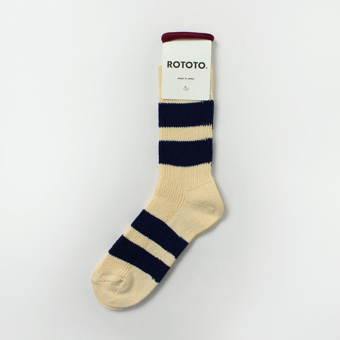 ROTOTO / 再生棉條紋襪子