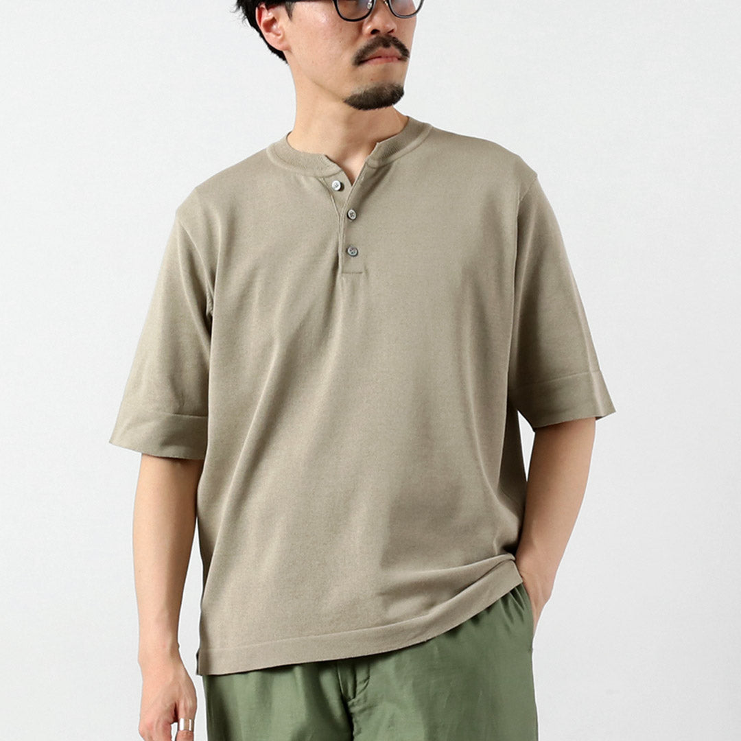 RINASCENTE / T-shirt en tricot à col Henley lavable hybride