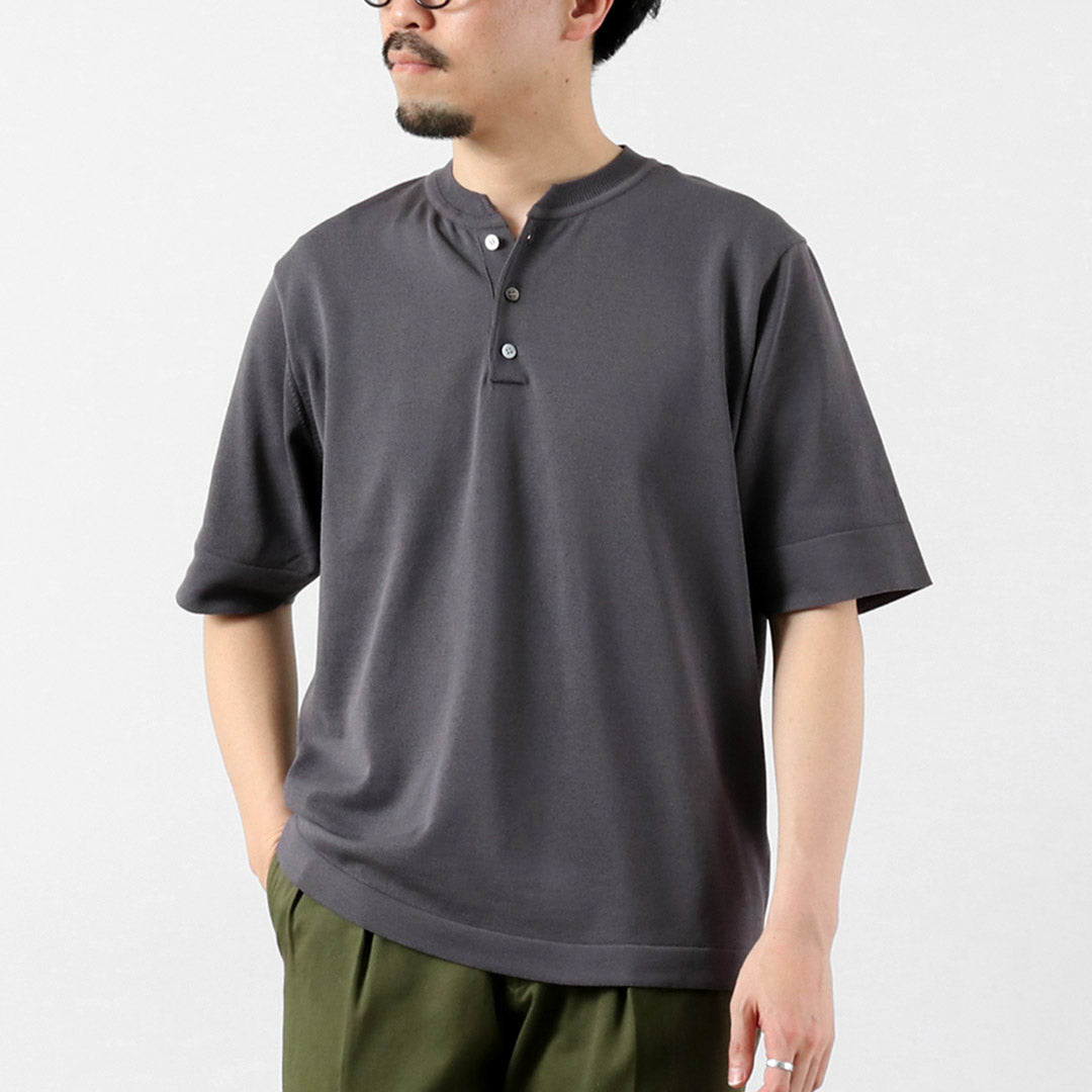 RINASCENTE / T-shirt en tricot à col Henley lavable hybride