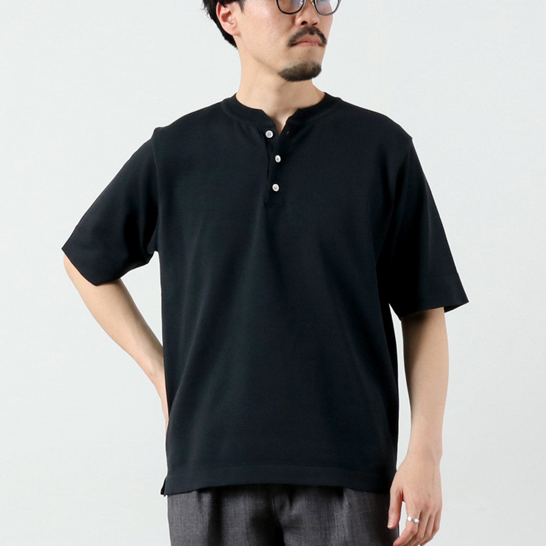 RINASCENTE / T-shirt en tricot à col Henley lavable hybride
