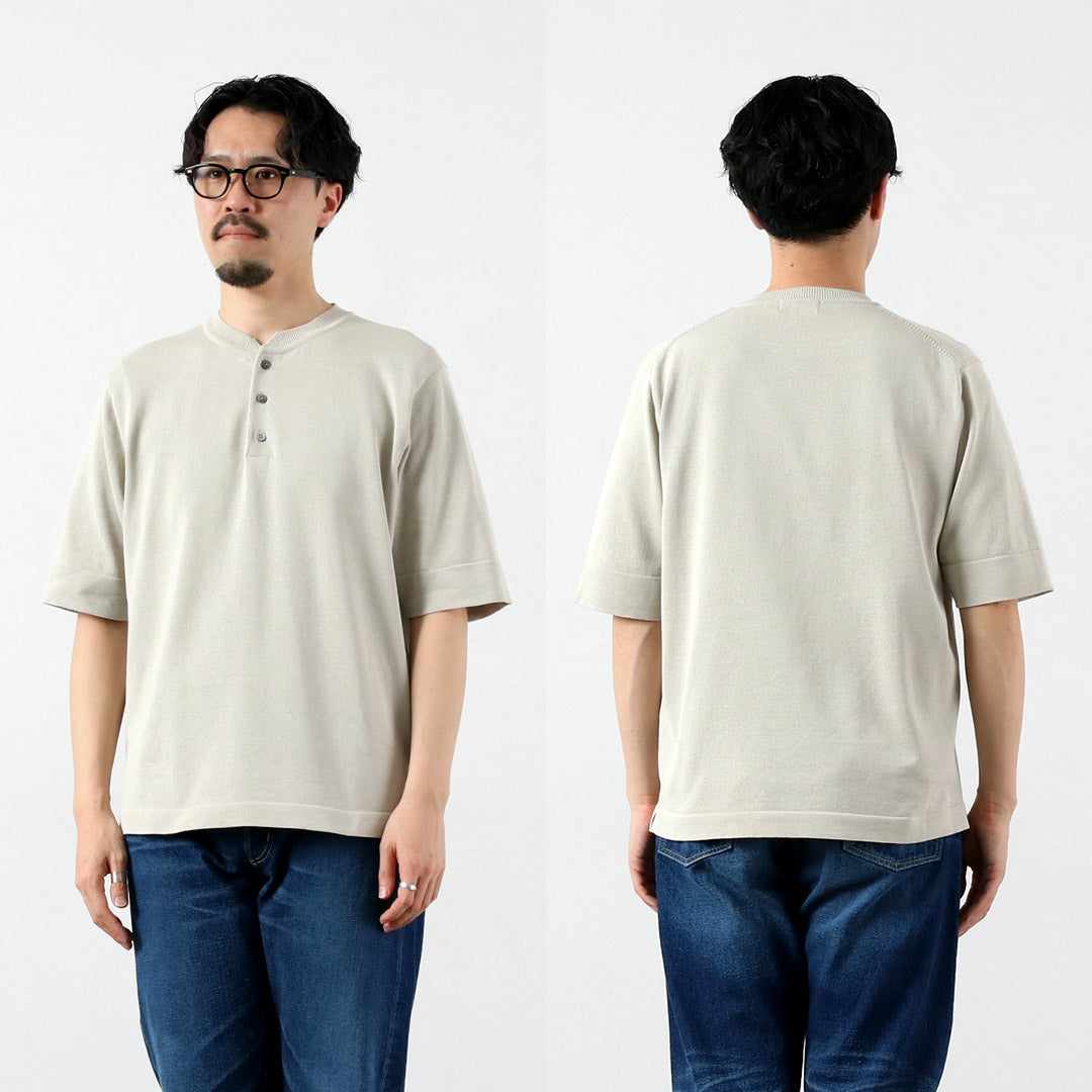 RINASCENTE / T-shirt en tricot à col Henley lavable hybride