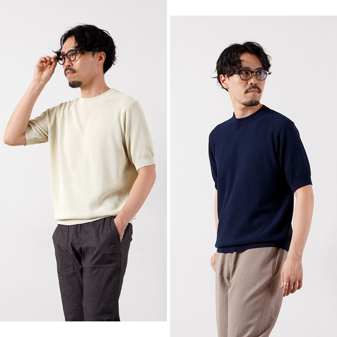 RINASCENTE / Hybrid Washable Pique Crew Neck Knit T-Shirt