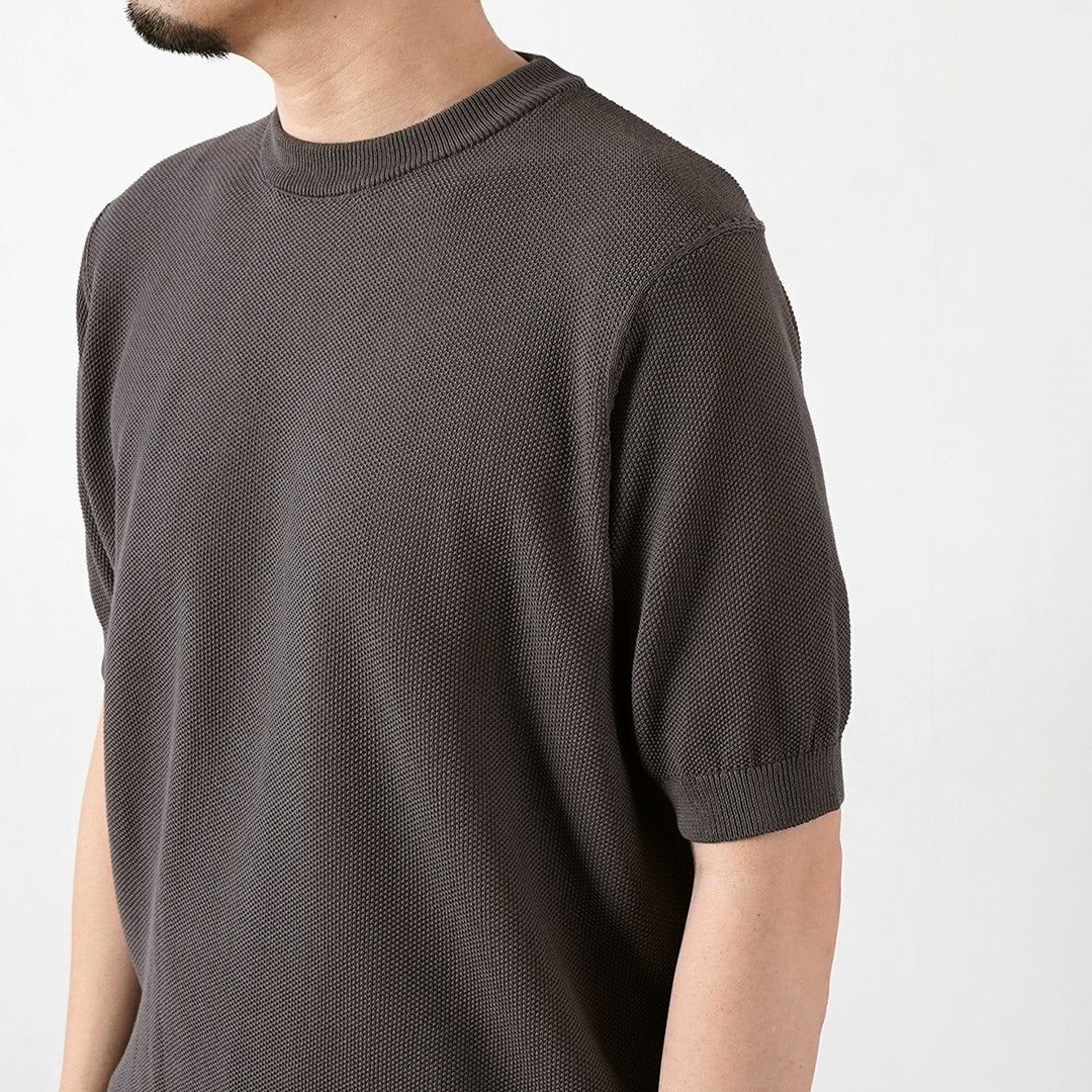 RINASCENTE / Hybrid Washable Pique Crew Neck Knit T-Shirt