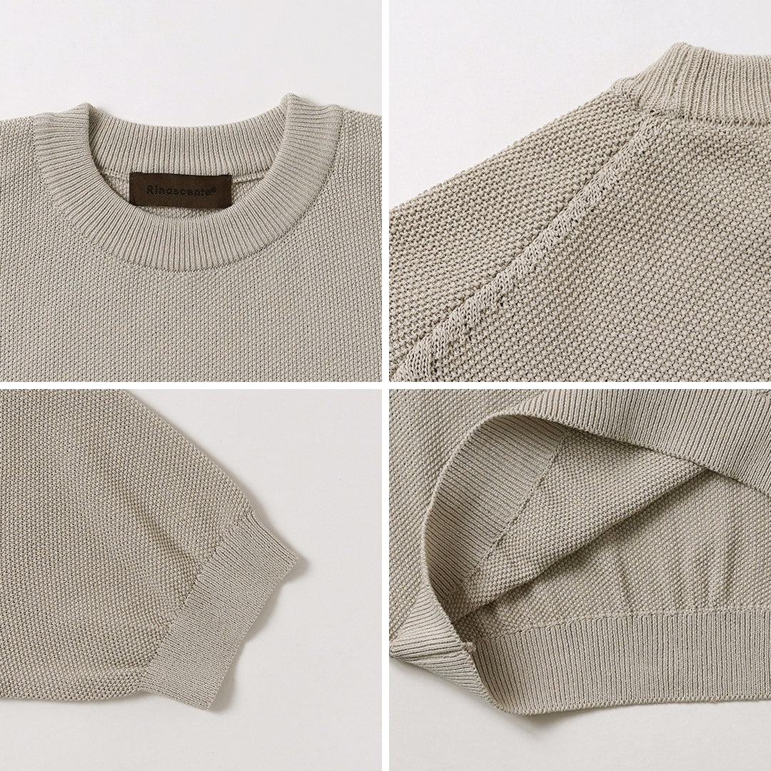 RINASCENTE / Hybrid Washable Pique Crew Neck Knit T-Shirt