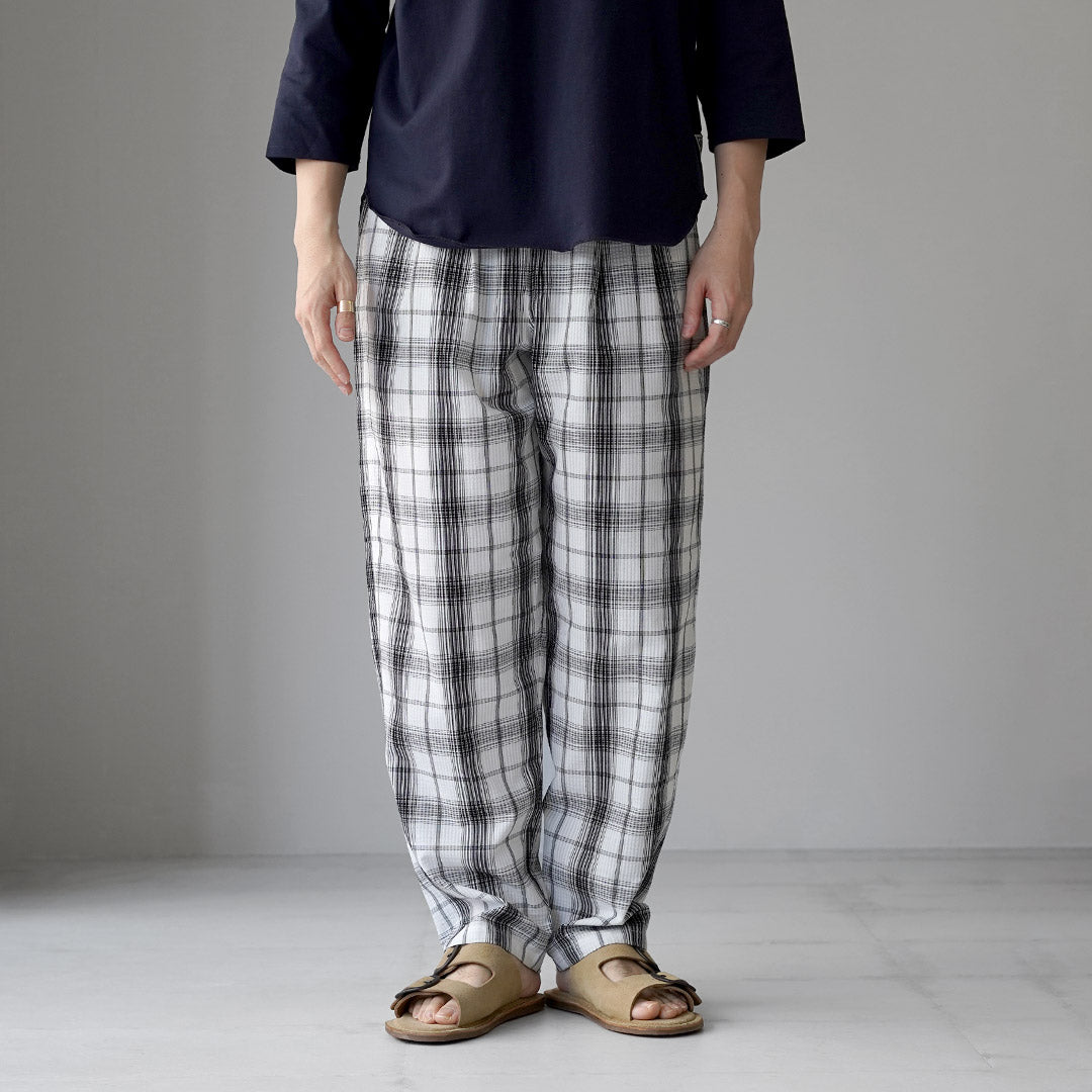 粗麻布服飾 / 泡泡紗格紋運動褲