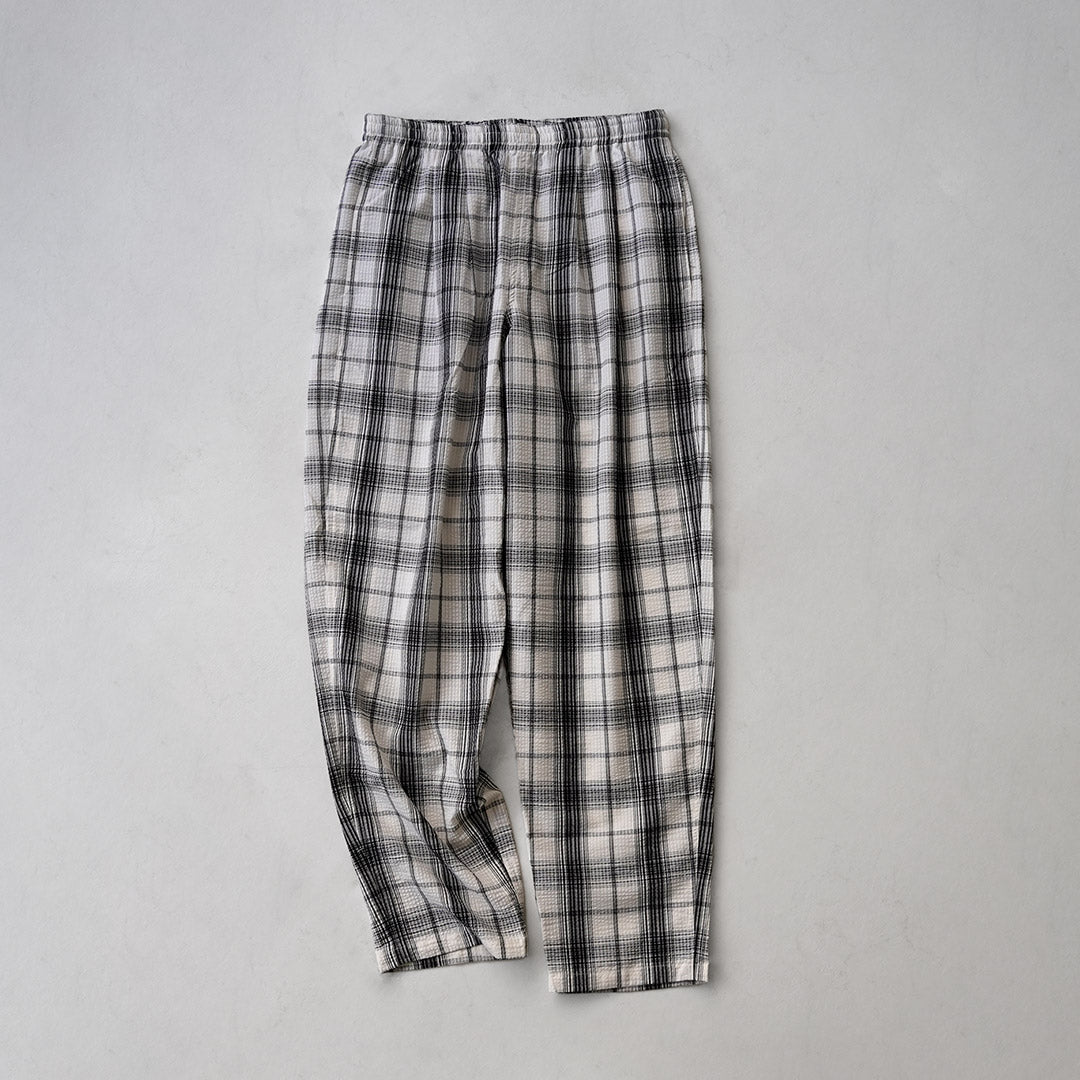 粗麻布服飾 / 泡泡紗格紋運動褲