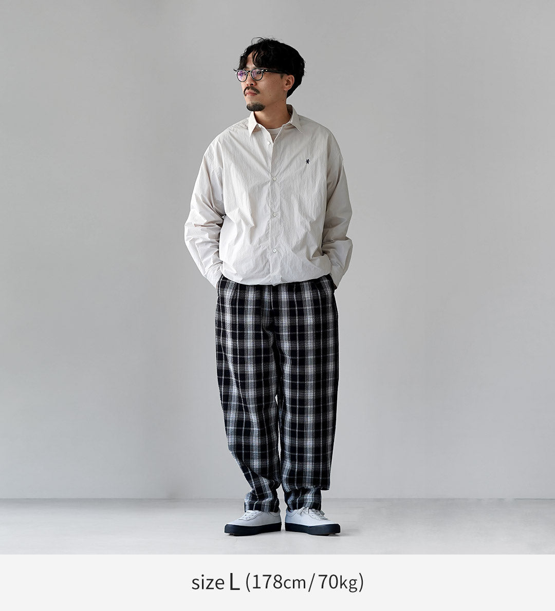 粗麻布服飾 / 泡泡紗格紋運動褲