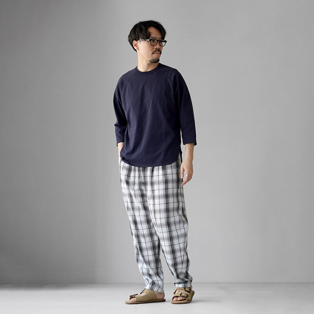 粗麻布服飾 / 泡泡紗格紋運動褲