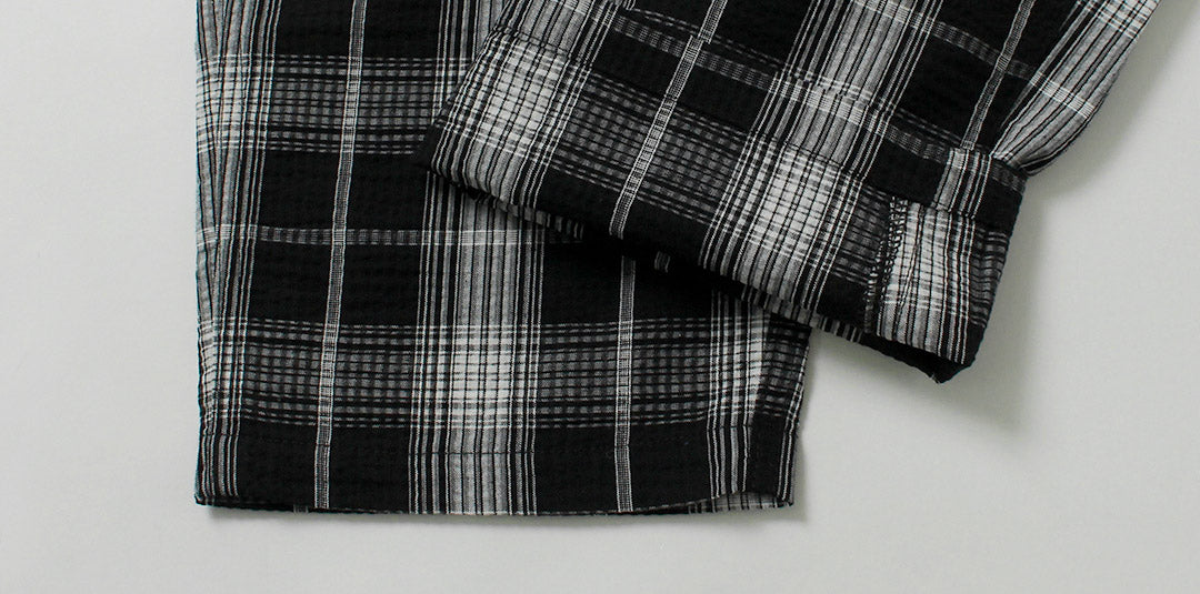 粗麻布服飾 / 泡泡紗格紋運動褲