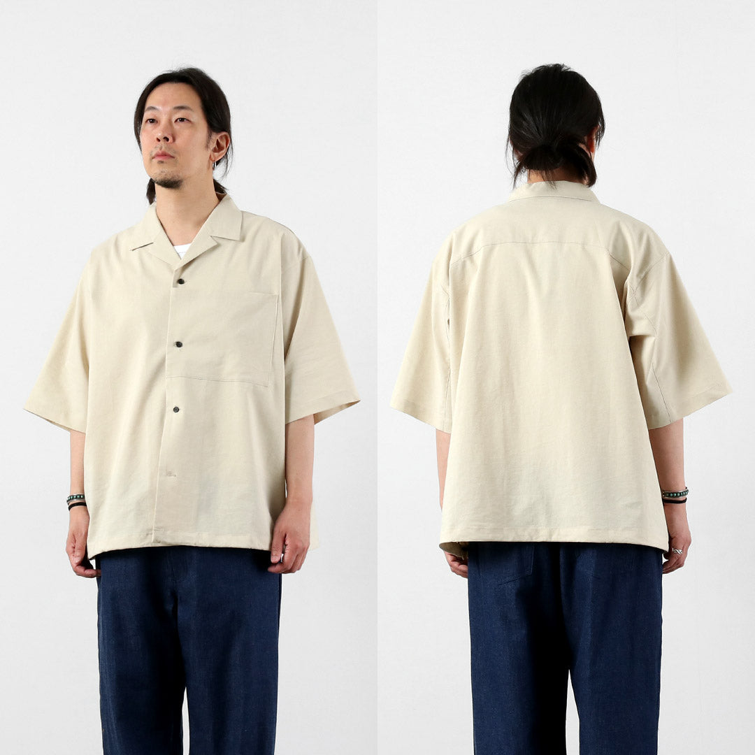 BASISBROEK / Dean 亞麻混紡彈性開領襯衫