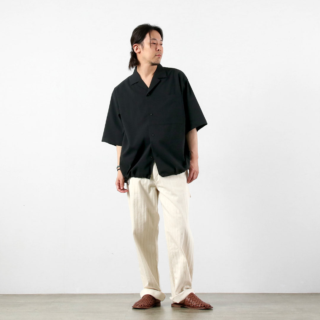 BASISBROEK / Dean 亞麻混紡彈性開領襯衫