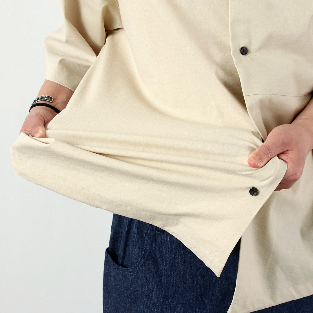 BASISBROEK / Dean 亞麻混紡彈性開領襯衫