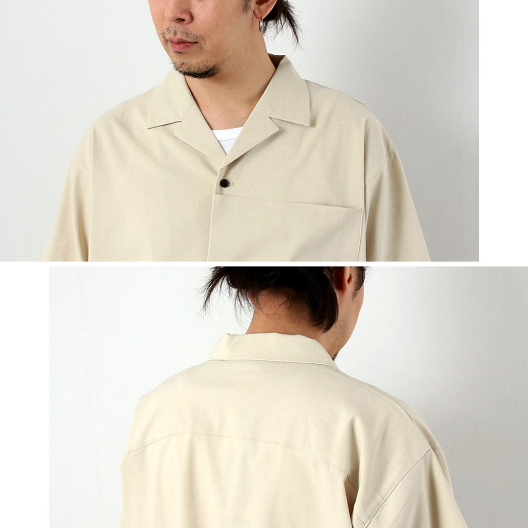 BASISBROEK / Dean 亞麻混紡彈性開領襯衫