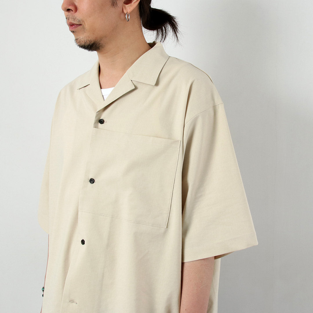 BASISBROEK / Dean 亞麻混紡彈性開領襯衫