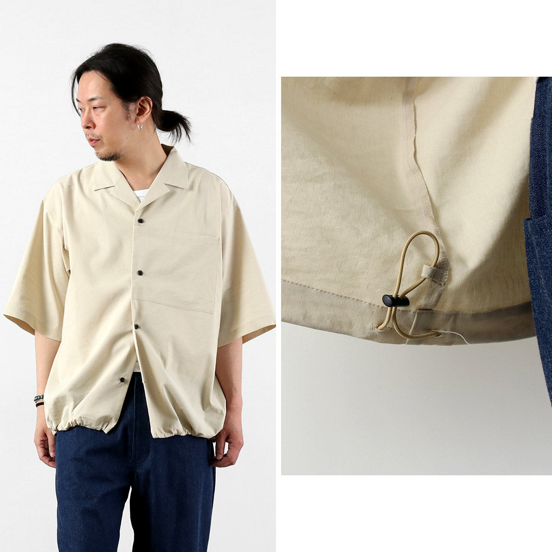 BASISBROEK / Dean 亞麻混紡彈性開領襯衫