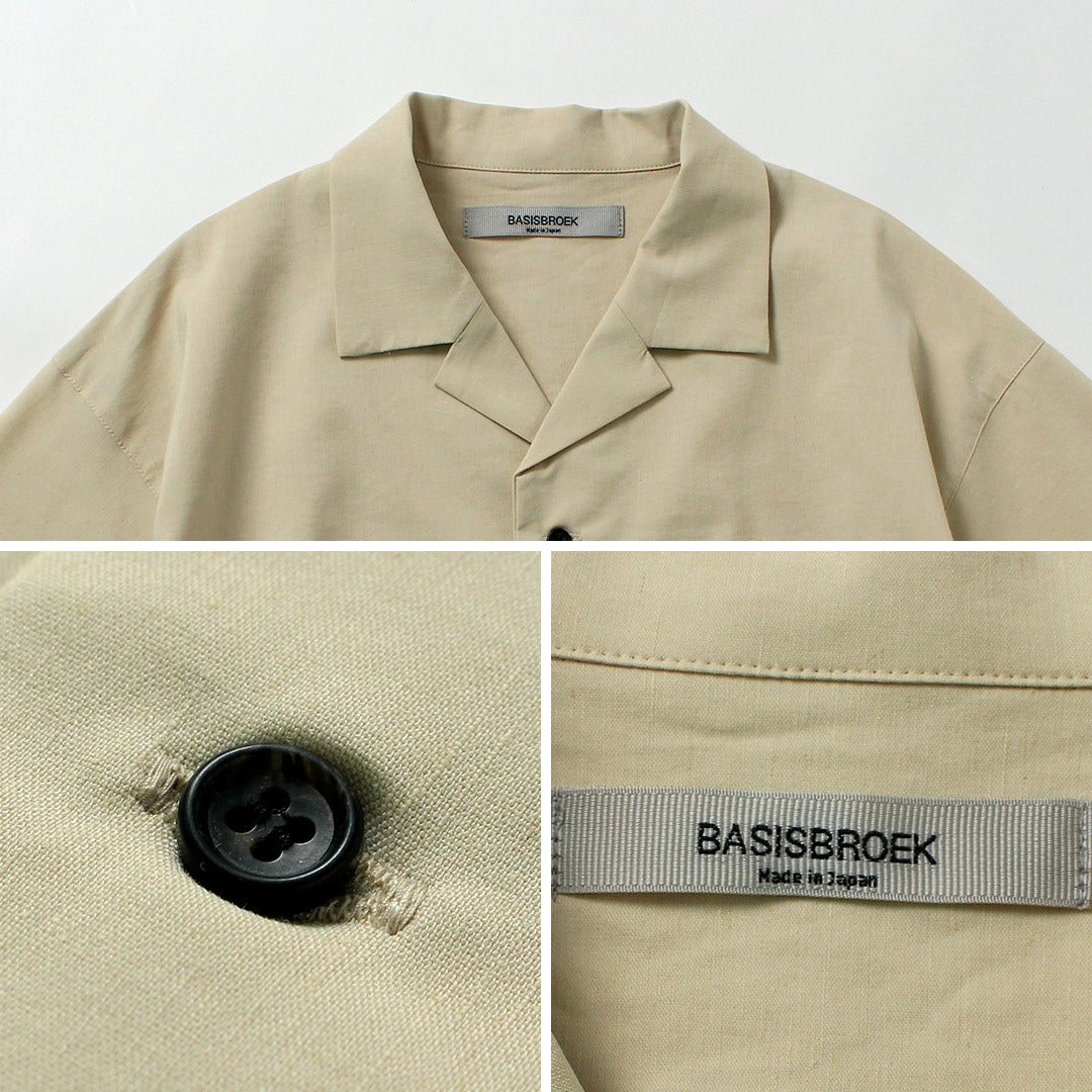 BASISBROEK / Dean 亞麻混紡彈性開領襯衫