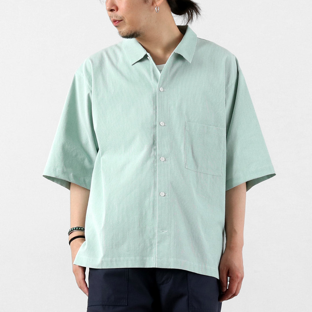 BASISBROEK / Chemise à manches courtes en seersucker avec fermeture éclair latérale Putten