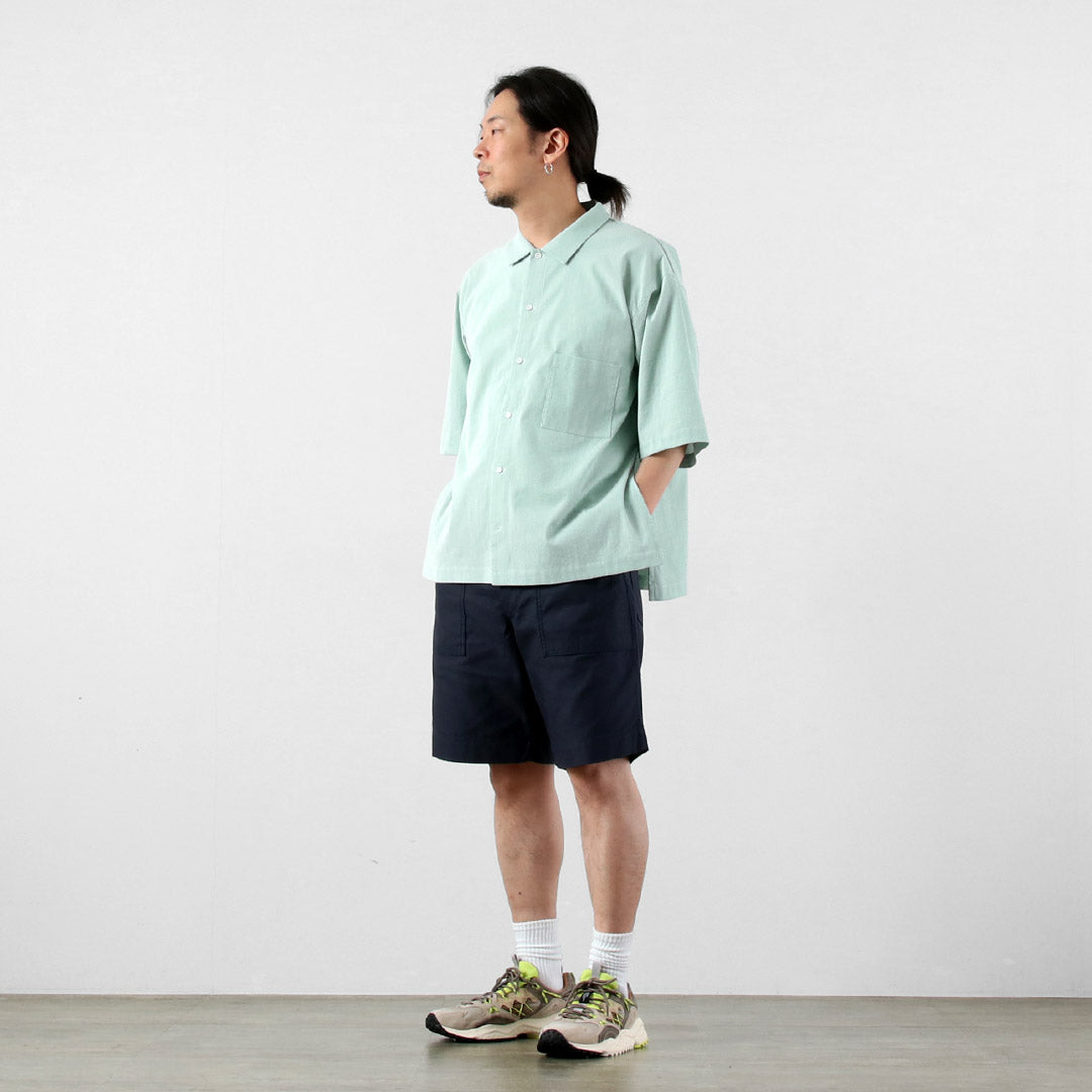 BASISBROEK / Chemise à manches courtes en seersucker avec fermeture éclair latérale Putten