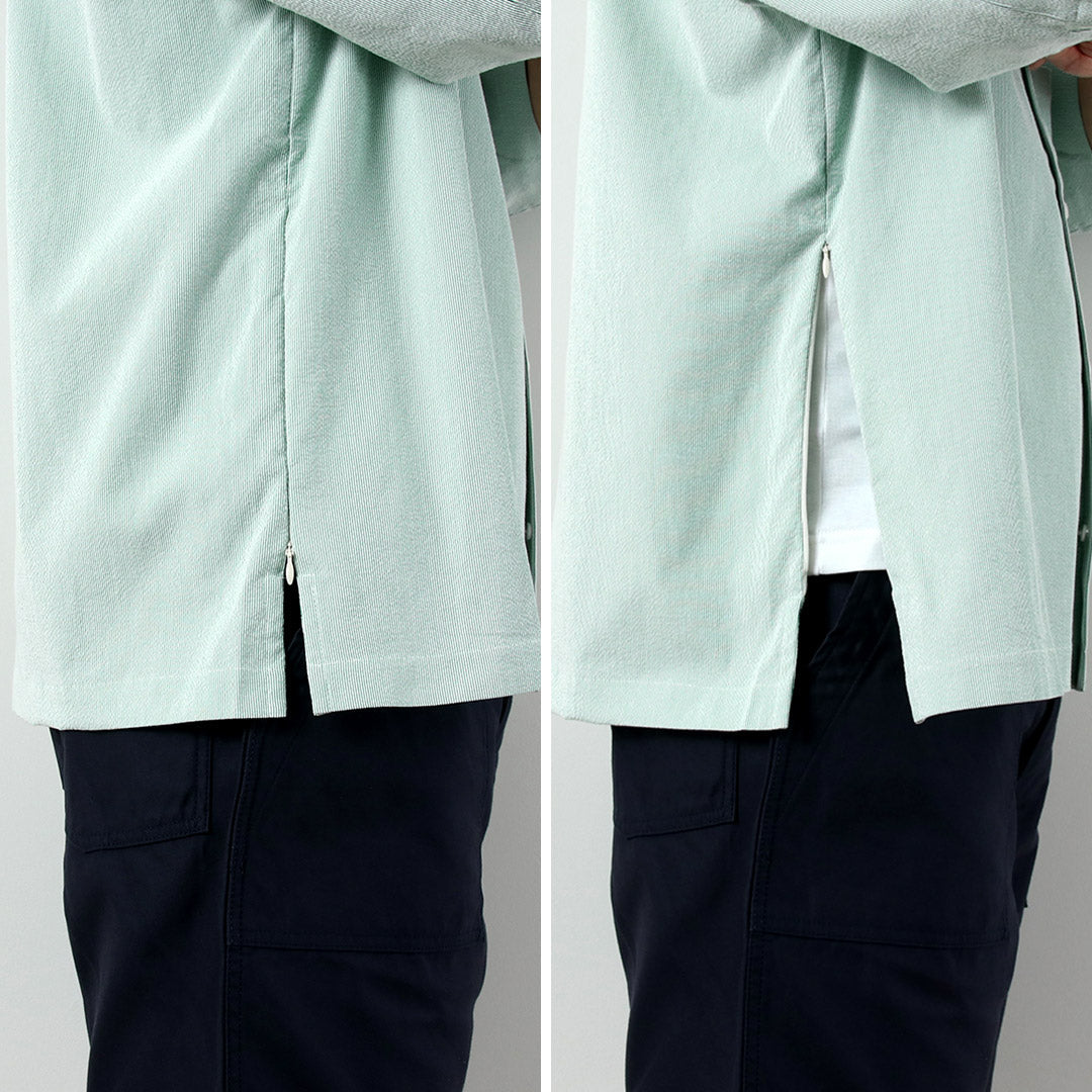 BASISBROEK / Chemise à manches courtes en seersucker avec fermeture éclair latérale Putten