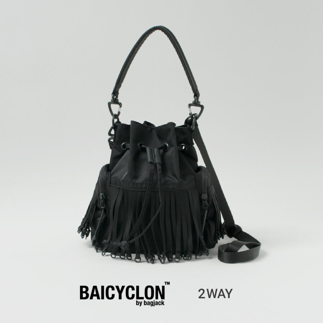 BAICYCLON BY BAGJACK / BCL-126 Sac à cordon avec franges et ruban hydrofuge 2 voies