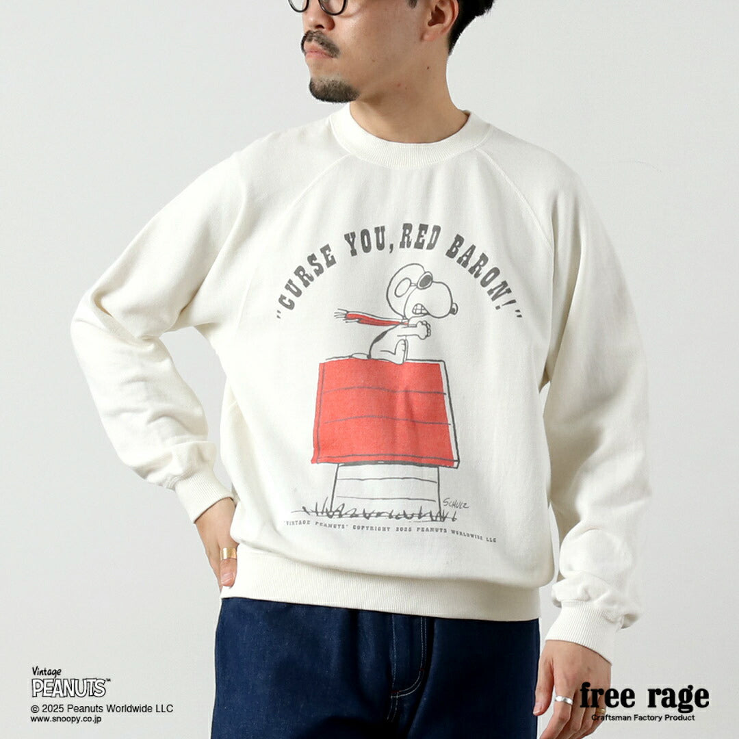 FREE RAGE / PEANUTS×free rage RED BARON Print Raglan Sweatshirt