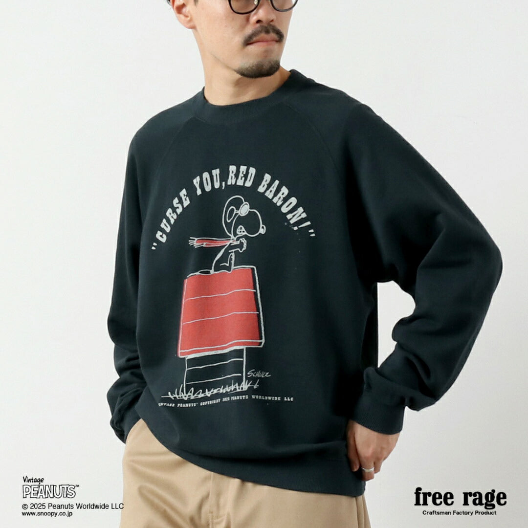 FREE RAGE / PEANUTS×free rage RED BARON Print Raglan Sweatshirt