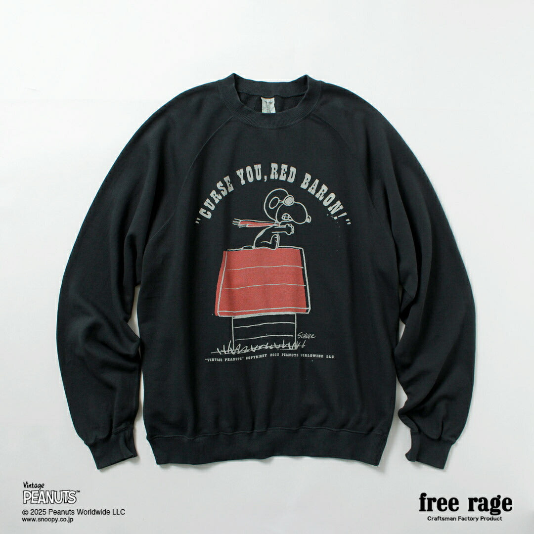 FREE RAGE / PEANUTS×free rage RED BARON Print Raglan Sweatshirt