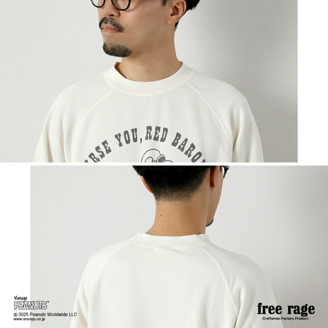 FREE RAGE / PEANUTS×free rage RED BARON Print Raglan Sweatshirt