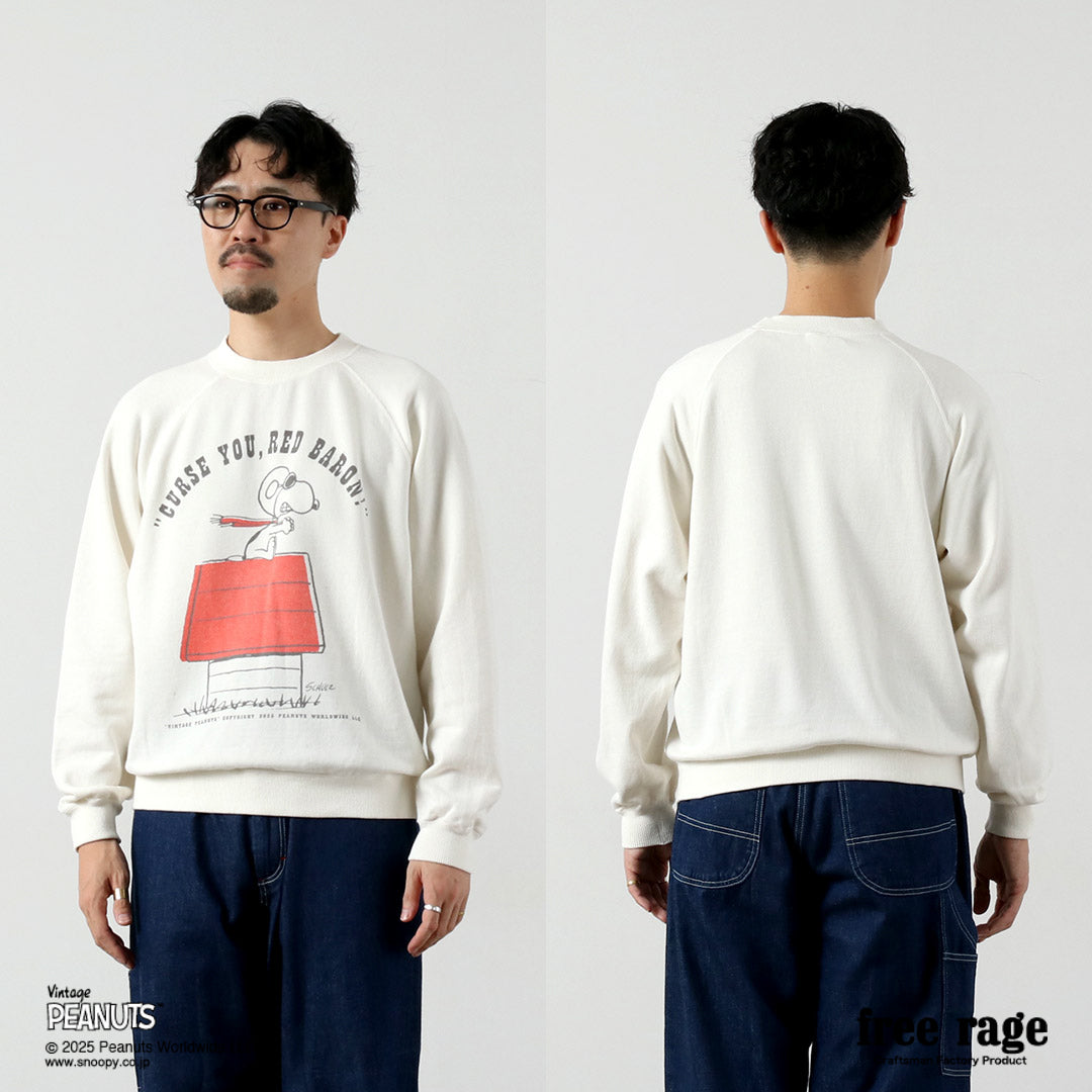 FREE RAGE / PEANUTS×free rage RED BARON Print Raglan Sweatshirt