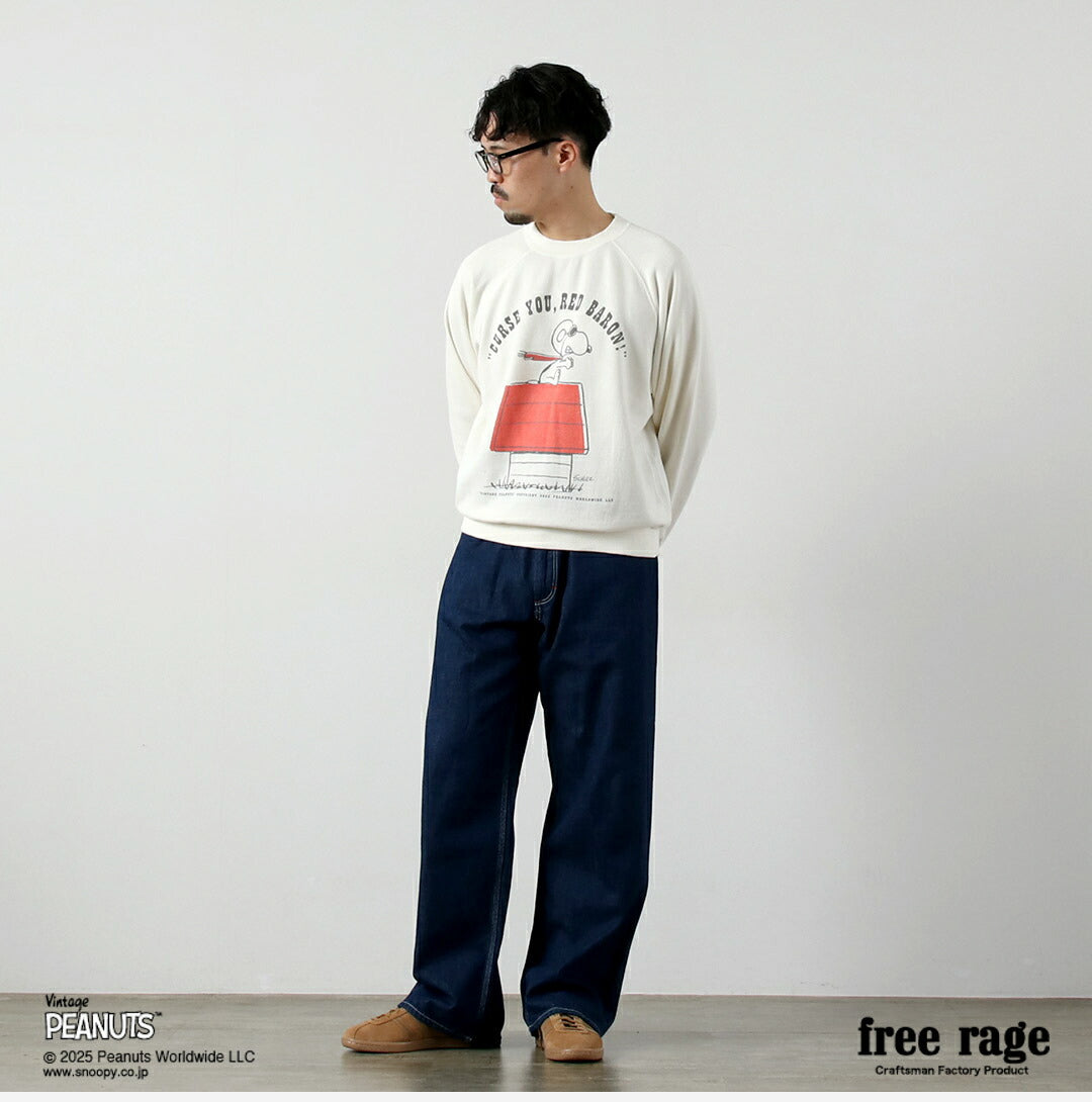 FREE RAGE / PEANUTS×free rage RED BARON Print Raglan Sweatshirt