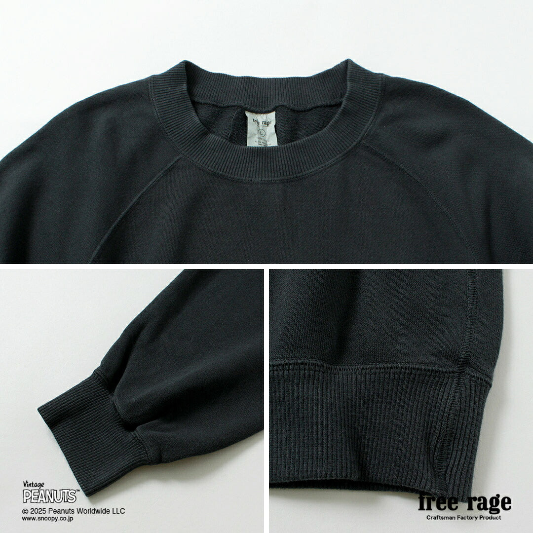 FREE RAGE / PEANUTS×free rage RED BARON Print Raglan Sweatshirt