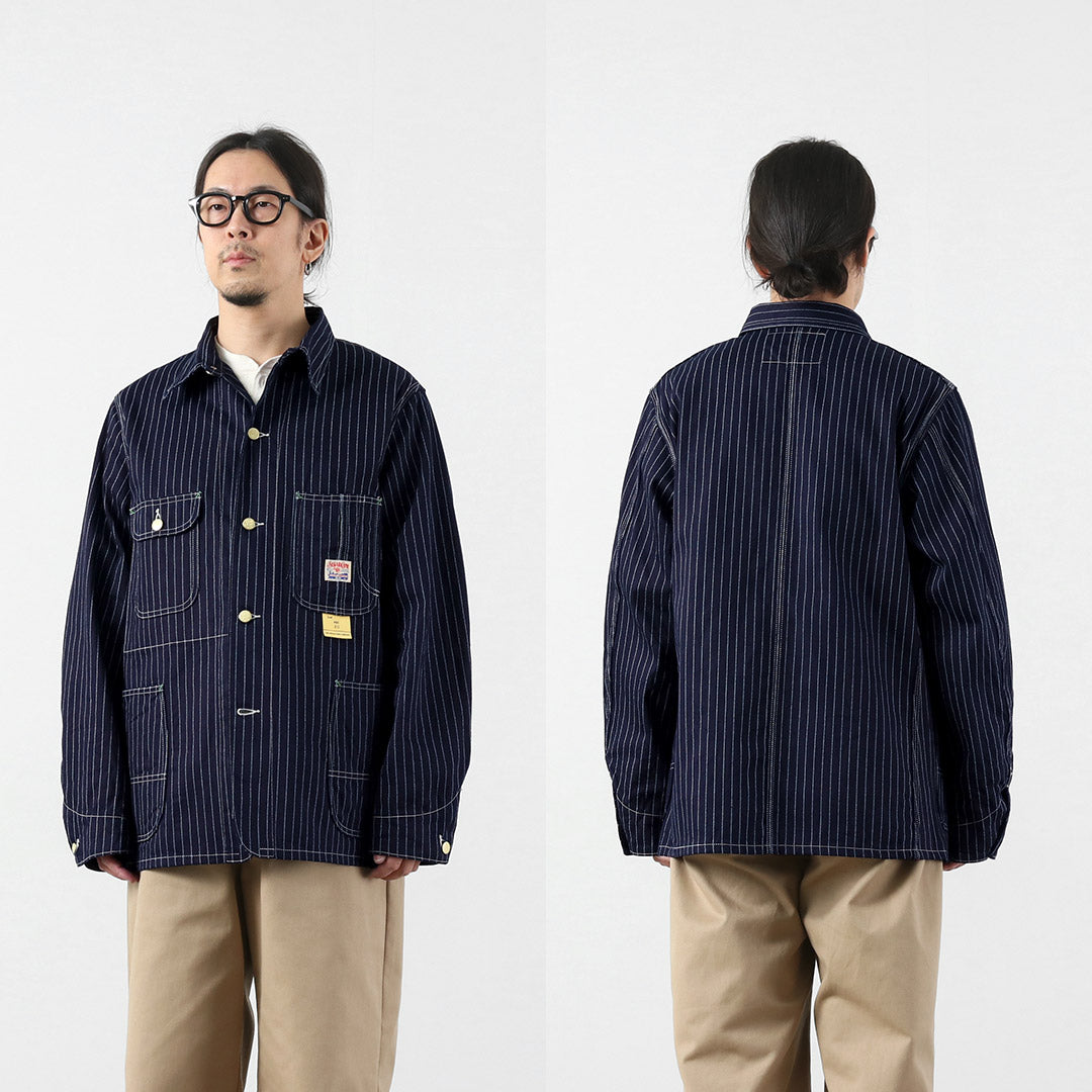 CANNE À SUCRE / Manteau de travail à rayures Wabash 9oz