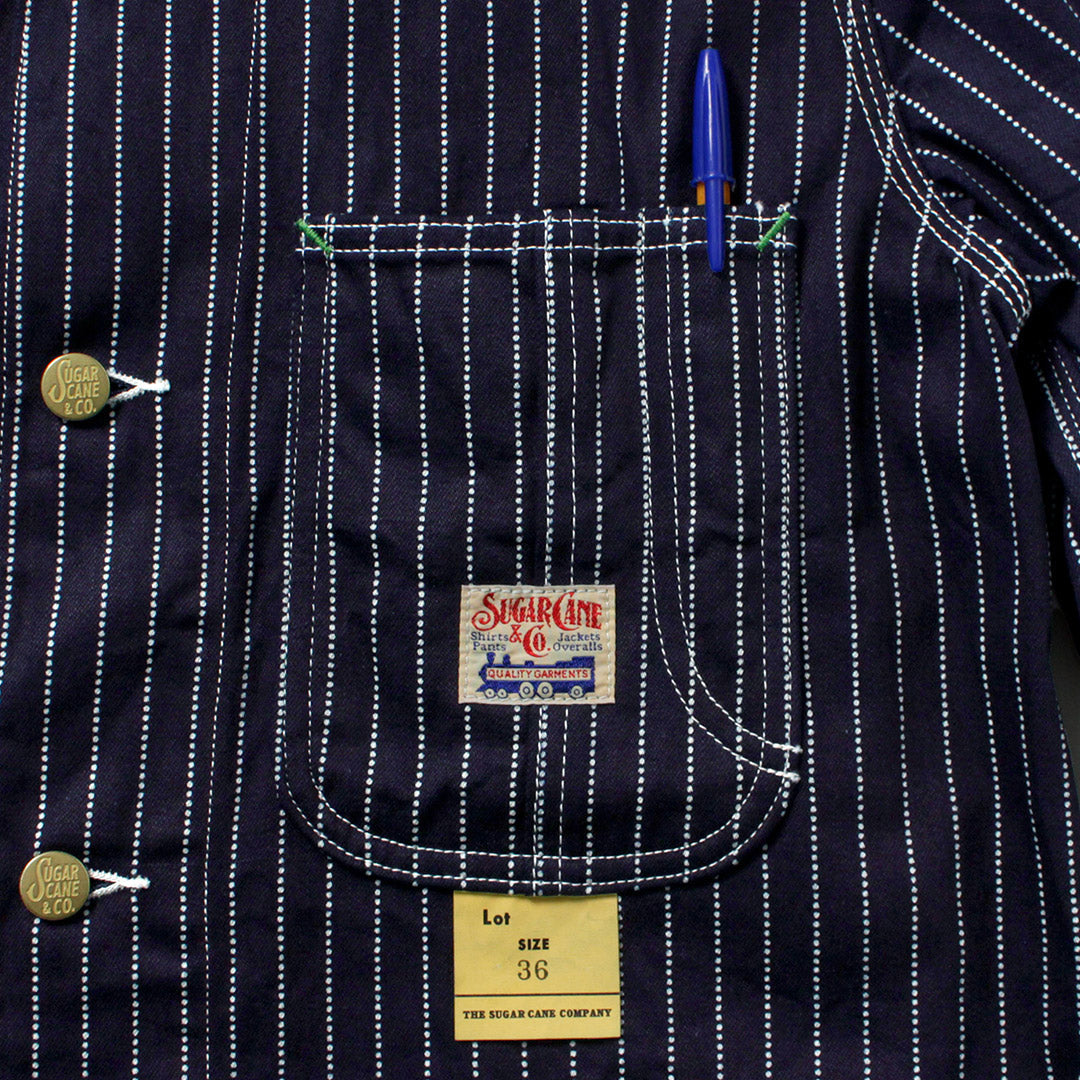CANNE À SUCRE / Manteau de travail à rayures Wabash 9oz