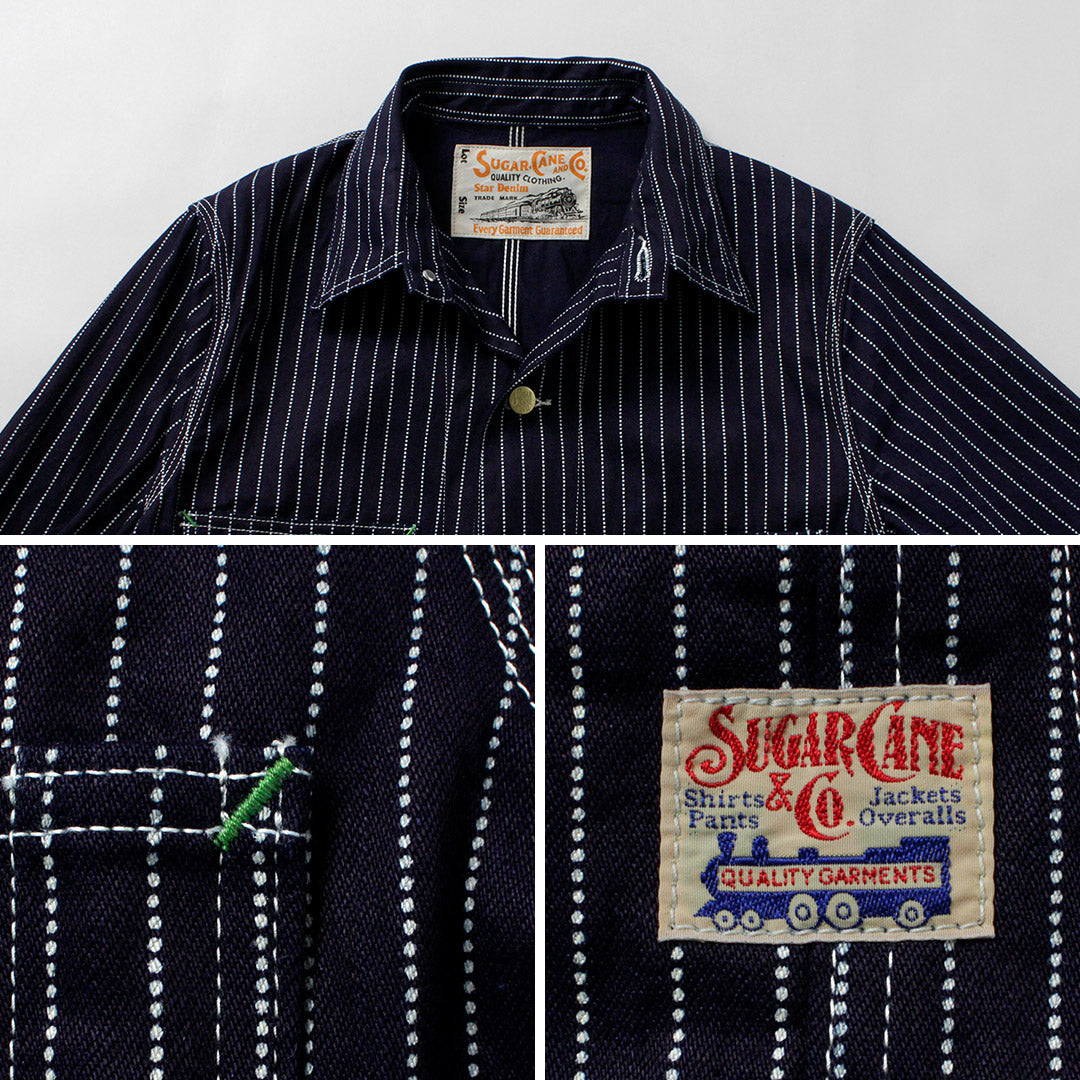 CANNE À SUCRE / Manteau de travail à rayures Wabash 9oz